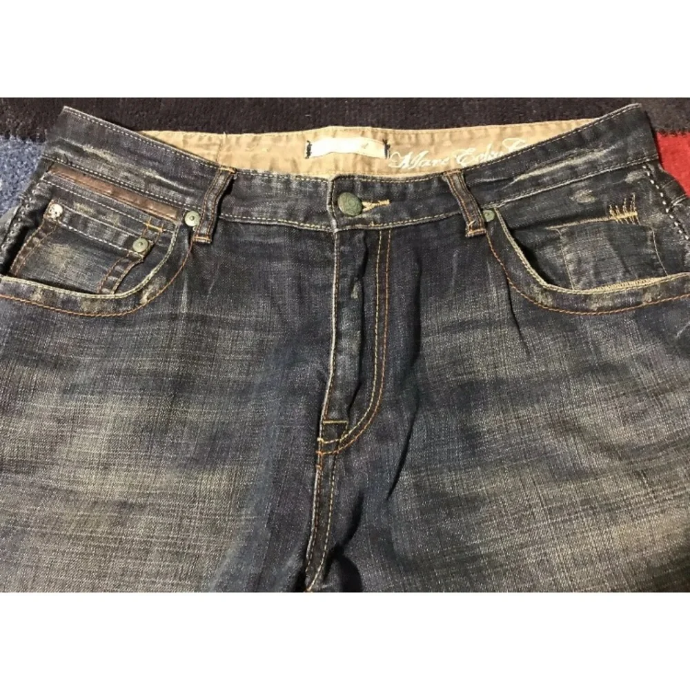 Vintage Marc Ecko Cut & Sew Regular Distressed Denim Jeans 34x32 Nyc Rlx Stadium - Picture 3 of 10